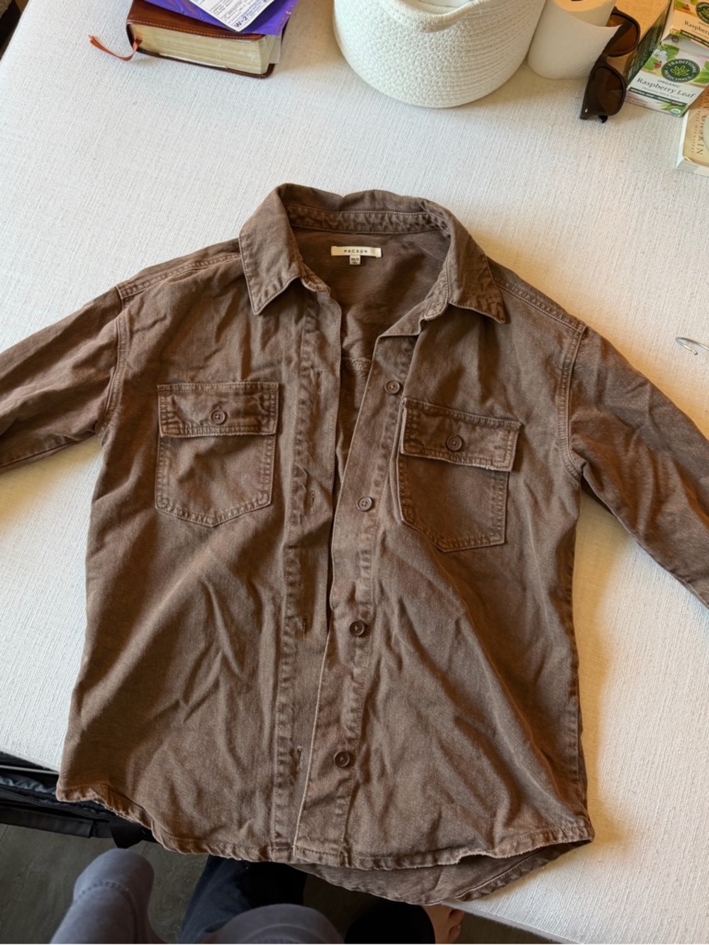 PacSun Brown Button-Front Shirt